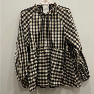 Gingham long sleeve blouse